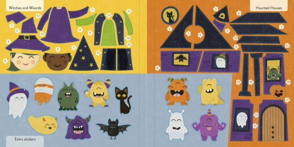 Color with Stickers: Halloween: Create 10 Pictures with Stickers!