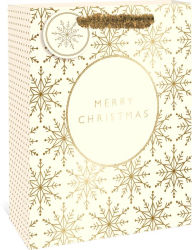 Title: Happy Holiday Gold Snowflakes Gift Bag