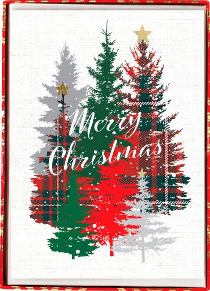 Christmas Tree Plaid Christmas Boxed Cards