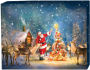 Santa and Reindeer around tree Holiday Boxed Cards