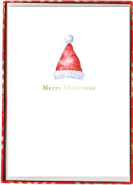Title: Merry Christmas Watercolor Santa Hat Holiday Boxed Cards
