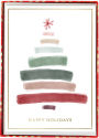 Watercolor Color Stripe Tree Holiday Boxed Cards
