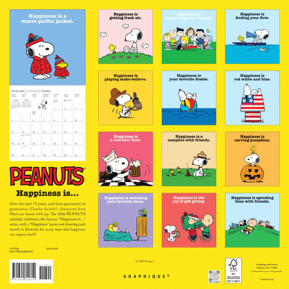 2026 Peanuts: Happiness Is Wall Calendar