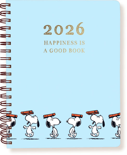 2025-2026 Peanuts Snoopy and Books 8X10 Spiral Vegan Leather Planner