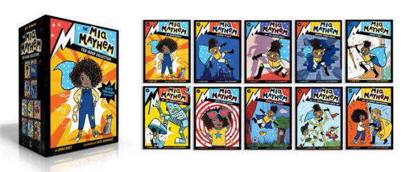 The Mia Mayhem Ten-Book Collection (Boxed Set): Mia Mayhem Is a Superhero!; Learns to Fly!; vs. the Super Bully; Breaks Down Walls; Stops Time!; vs. the Mighty Robot; Gets X-Ray Specs; Steals the Show!; and the Super Family Field Day; and the Super Switch