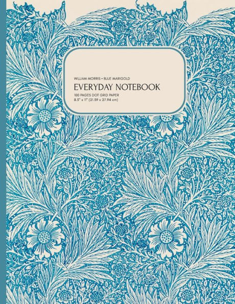 William Morris: Blue Marigold:Everyday Notebook, Dot Grid, 8.5" x 11", 100 pages