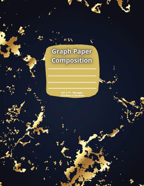 Graph Paper Composition Notebook: Black & Gold Marble Cover Design 100 Pages Grid Composition Notebook 8.5'' x 11'',