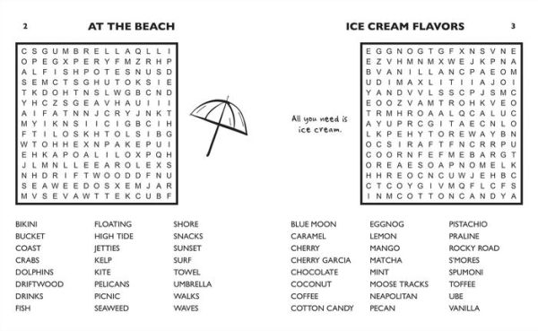 Large Print Summertime Word Search