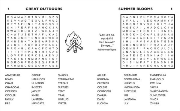 Large Print Summertime Word Search