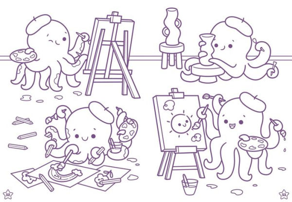 Kawaii Cuties: Coloring Book with Rainbow Pencil