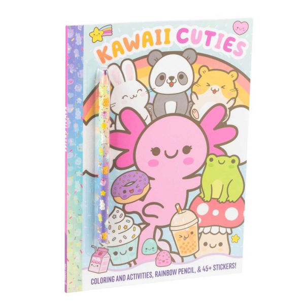 Kawaii Cuties: Coloring Book with Rainbow Pencil