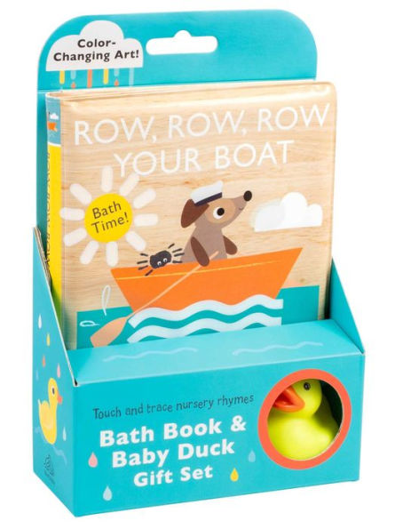 Touch and Trace Nursery Rhymes: Row, Row, Row Your Boat Bath Book & Baby Duck Gift Set