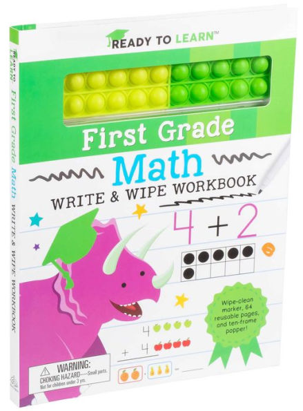 Ready to Learn: First Grade Math Write & Wipe Workbook with Popper