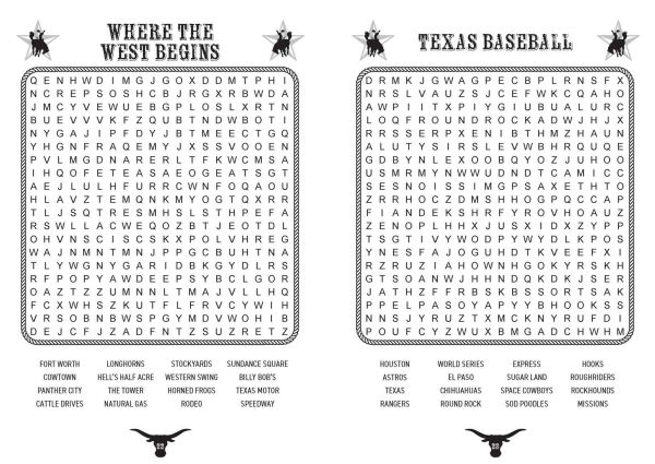 All About Texas Word Search