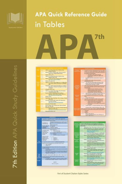 APA Quick Reference Guide in Tables: 7th Edition APA Quick Study ...