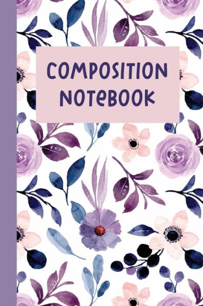 Composition Notebook: Purple and peach flower notebook, college ruled, great for all ages