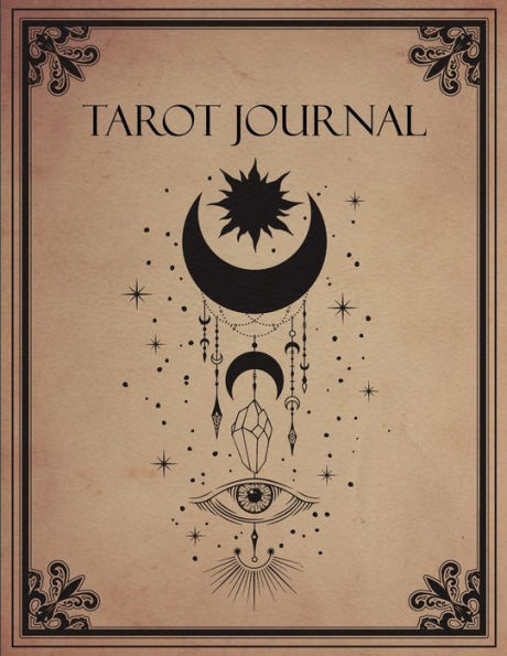 Tarot Journal: 3 Card Spread Reading - Celestial Mystical Moon Design - 8.5