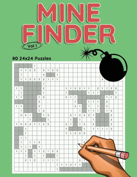 Mine Finder 24x24 Vol 1: Great for Kids, Teens, Adults & Seniors, Logic Brain Games, Stress Relief & Relaxation