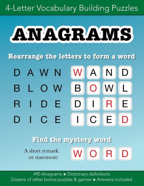 Anagrams 4-letter vocabulary building word puzzles and other games: Education resources by Bounce Learning Kids