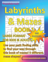 Title: LABYRINTHS & MAZES BOOK 1 - LARGE FORMAT FOR KIDS AND ADULTS: 100 PUZZLES Use your path finding skills to find your way through this book of mazes! 5 different Maze shapes!, Author: Puzzlebrook