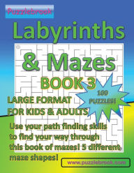 Title: LABYRINTHS & MAZES BOOK 3 - LARGE FORMAT FOR KIDS AND ADULTS: 100 PUZZLES Use your path finding skills to find your way through this book of mazes! 5 different Maze shapes!, Author: Puzzlebrook