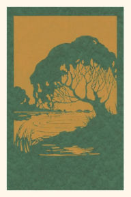 Title: Vintage Journal Woodcut of Tree and Pond, Author: Found Image Press