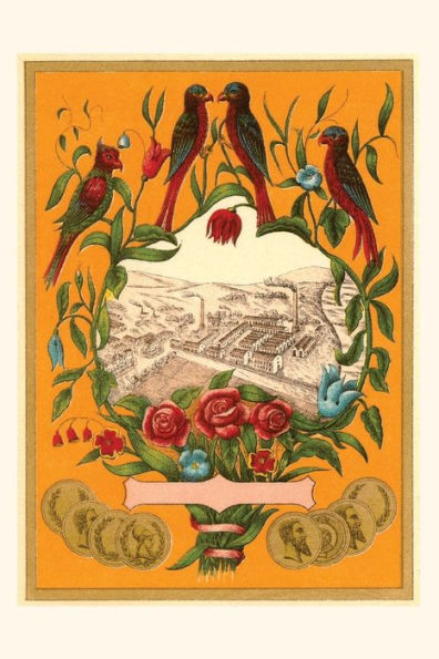 Vintage Journal Birds Perched Around Factory Scene