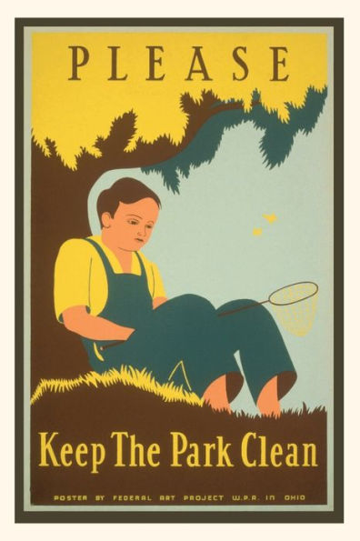 Vintage Journal Please Keep the Park Clean, Boy with Net