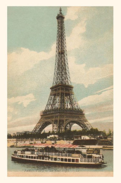 Vintage Journal Eiffel Tower and Boat on the Seine