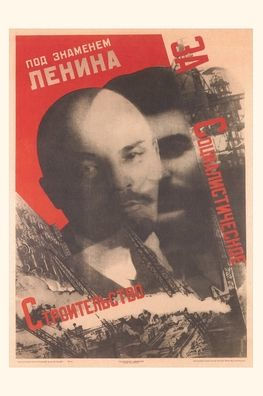 Vintage Journal Soviet Poster, Lenin, Stalin