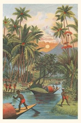 Vintage Journal Tropical Paradise with Volcano