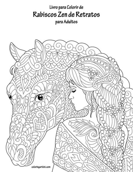 Livro para Colorir de Rabiscos Zen de Retratos para Adultos