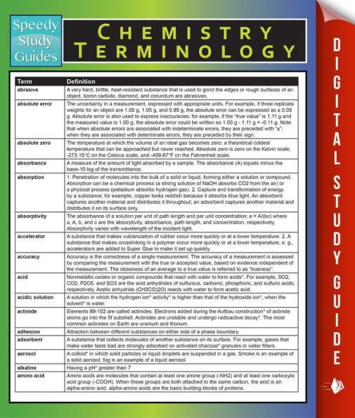 Chemistry Terminology: Speedy Study Guides