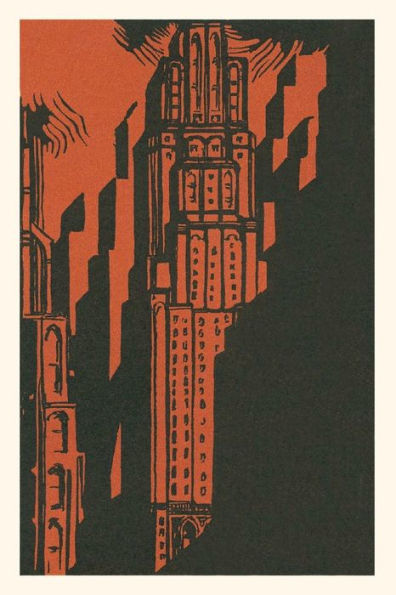 Vintage Journal Woodcut of Skyscraper Poster