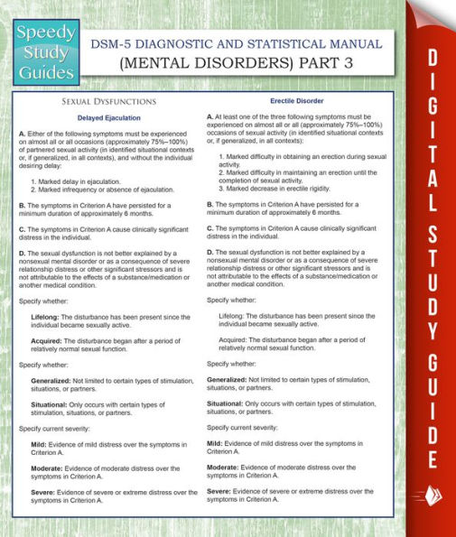 DSM-5 Diagnostic and Statistical Manual (Mental Disorders) Part 3: (Speedy Study Guides)