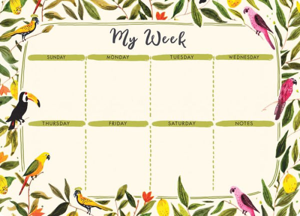 2019 Jungle Birds Weekly Desk Pad