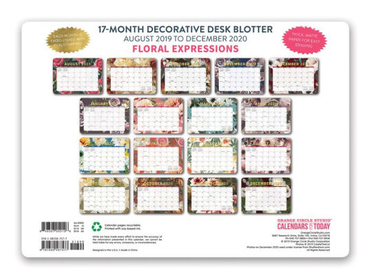 2020 Floral Expressions Decorative Desk Blotter 9781682587577