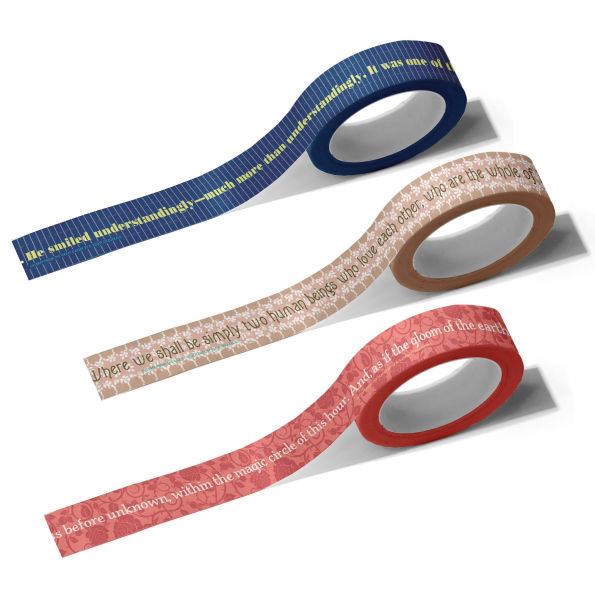 Banned & Scandalous Books on Tape - 3 Washi Tape Rolls Printed With Literary Classics: The Great Gatsby, The Age of Innocence, and The Scarlet Letter