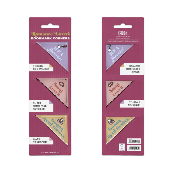 Romance Lovers Bookmark Corners, Set of 3 Unique Cardstock Bookmarks