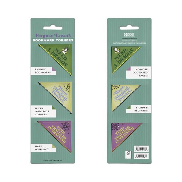 Fantasy Lovers Bookmark Corners, Set of 3 Unique Cardstock Bookmarks