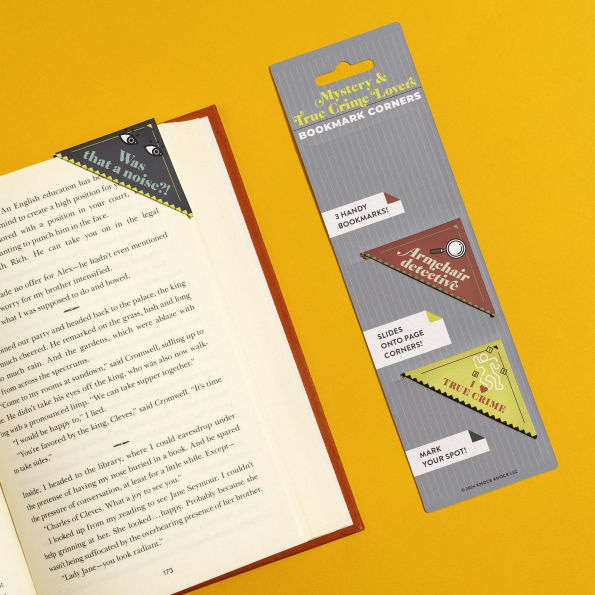 Mystery & True Crime Lovers Bookmark Corners, Set of 3 Unique Cardstock Bookmarks