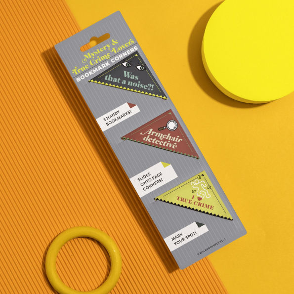 Mystery & True Crime Lovers Bookmark Corners, Set of 3 Unique Cardstock Bookmarks