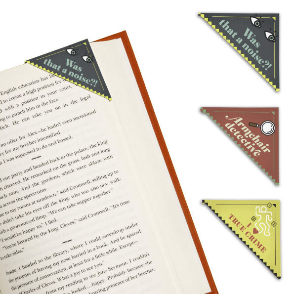 Mystery & True Crime Lovers Bookmark Corners, Set of 3 Unique Cardstock Bookmarks
