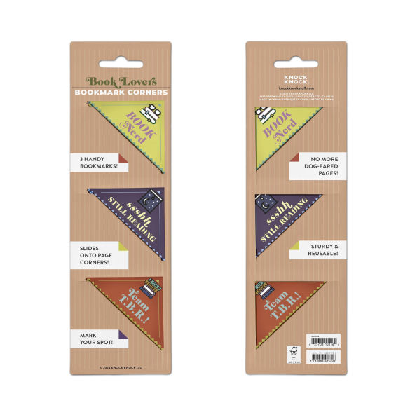 Book Lovers Bookmark Corners, Set of 3 Unique Cardstock Bookmarks