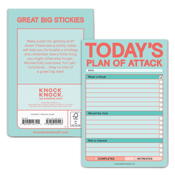 Today's Plan of Attack Great Big Sticky Note (Pastel Version)