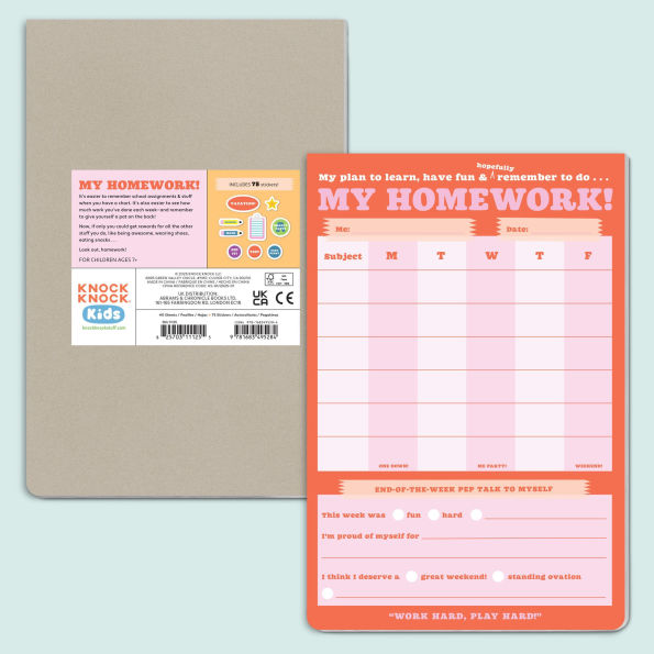 My Homework Weekly Tracker Pad Can-Do Pad with Sticker Sheet