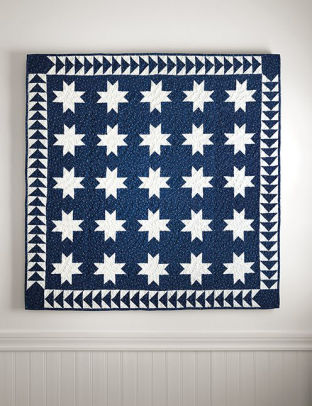 blue and white quilt