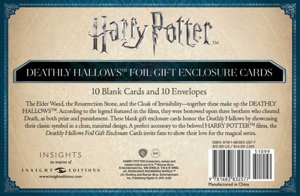 Harry Potter: Deathly Hallows Foil Gift Enclosure Cards (Set of 10)