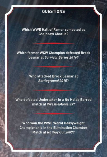 WWE Pop Quiz Trivia Deck