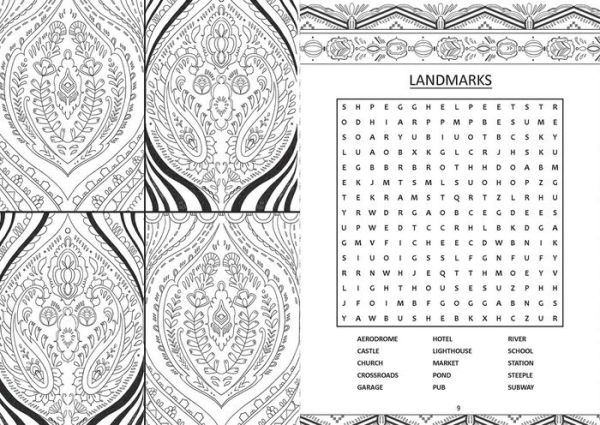 Relax Coloring Book & Word Search